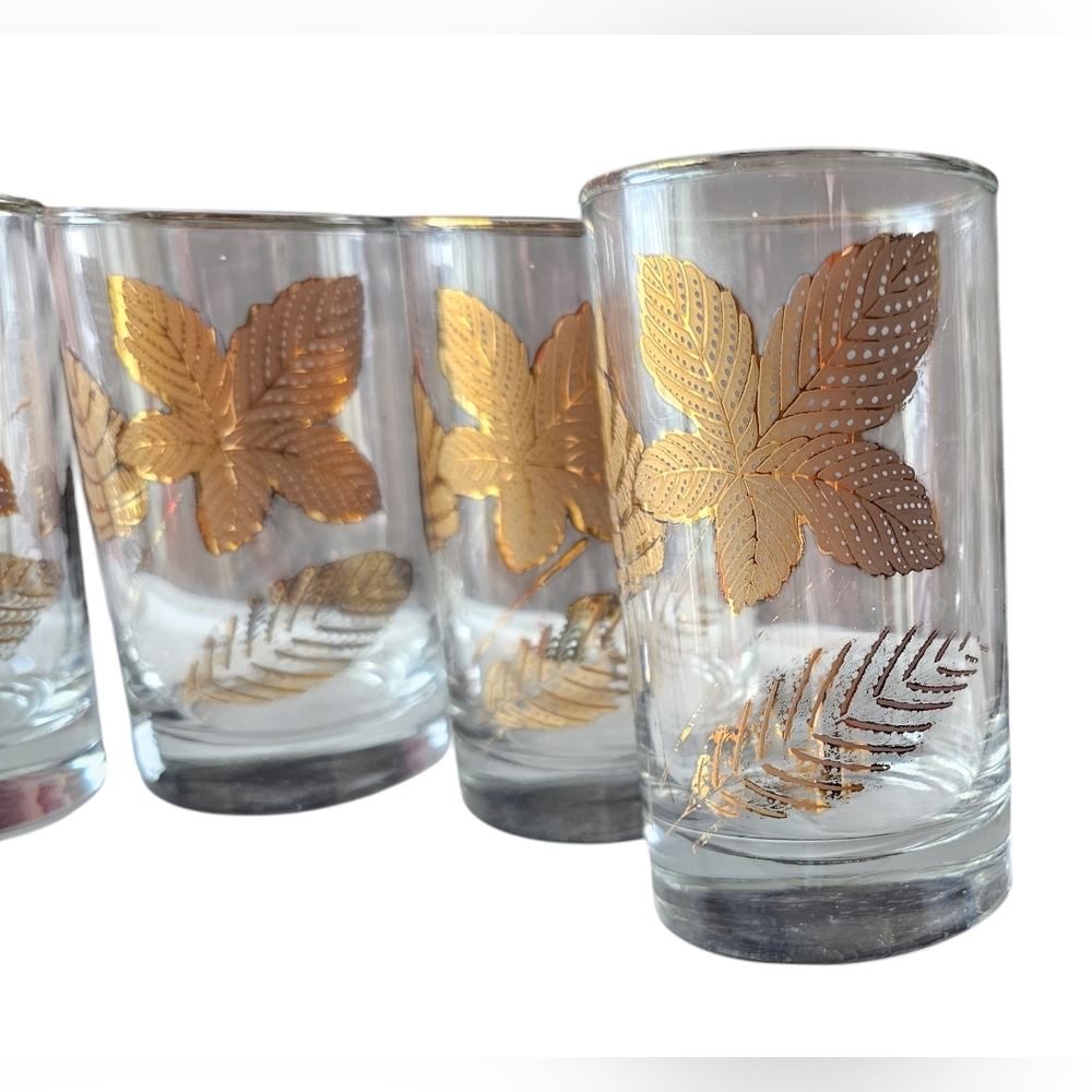 Gold Leaf Vintage Cocktail Glasses Set of 4